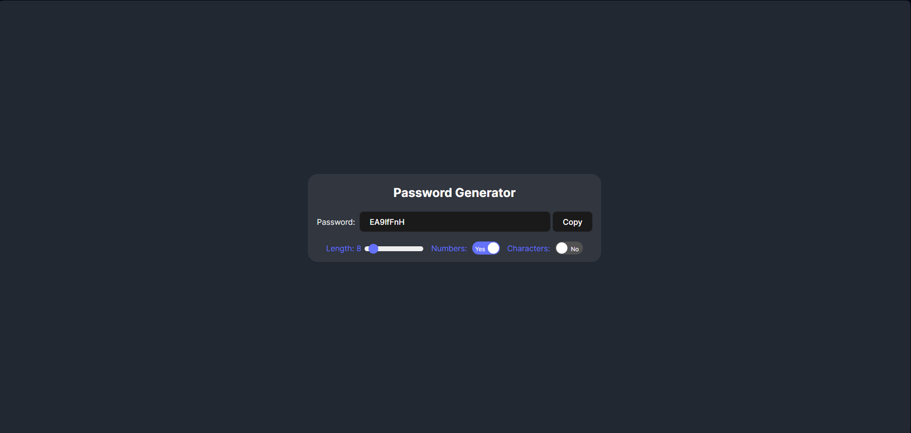 An image of the PasswordGenerator.app project.